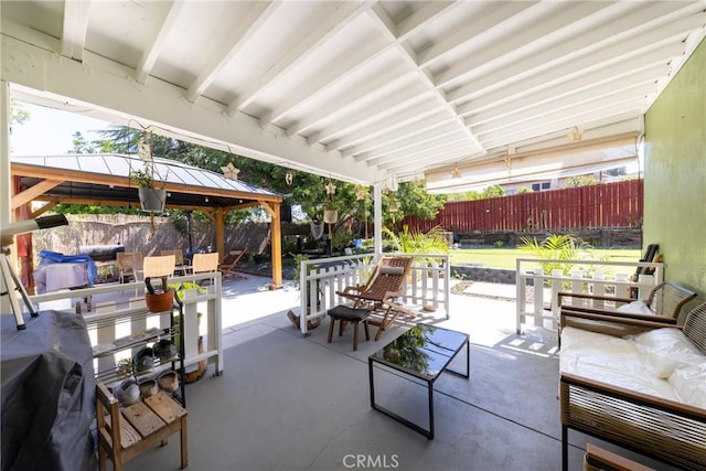 22892 Palm Ave, Grand Terrace, CA 92313 - fenced backyard featuring a gazebo, a patio area, and outdoor lounge area