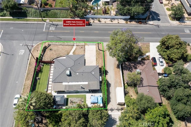 22892 Palm Ave, Grand Terrace, CA 92313 - aerial overview of property's location with property boundaries highlighted