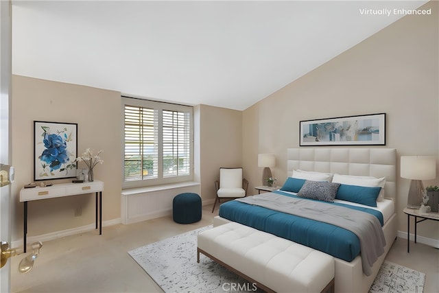 19371 Woodlands Dr, Huntington Beach, CA 92648 - bedroom featuring carpet, baseboards, and vaulted ceiling