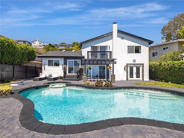 3504 Hightide Dr, Rancho Palos Verdes, CA 90275 - view of pool featuring french doors, a patio area, and a pool with connected hot tub