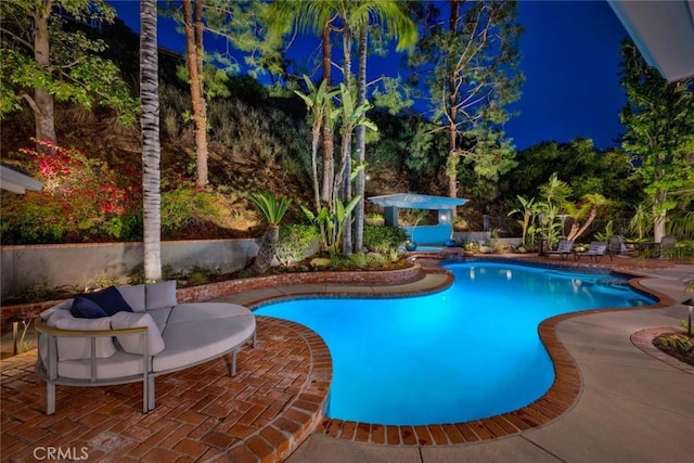 1821 Overview Cir, North Tustin, CA 92705 - pool at night featuring a patio area