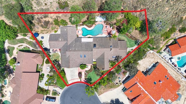 1821 Overview Cir, North Tustin, CA 92705 - view of property location featuring a pool area and property parcel outlined