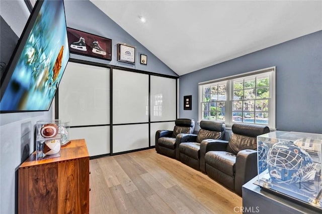 1821 Overview Cir, North Tustin, CA 92705 - home theater room with wood finished floors and high vaulted ceiling