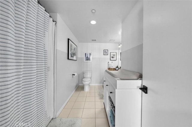 400 W Ocean Blvd Unit 605, Long Beach, CA 90802 - bathroom featuring tile patterned flooring, vanity, toilet, baseboards, and recessed lighting