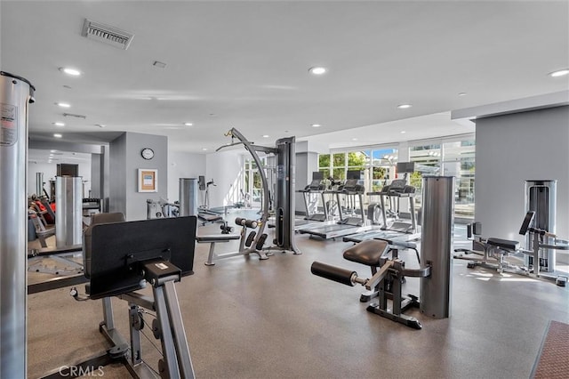 400 W Ocean Blvd Unit 605, Long Beach, CA 90802 - gym featuring recessed lighting and a wall of windows
