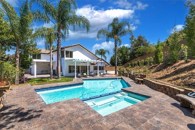 1250 Kinglake Dr, Diamond Bar, CA 91789 - view of pool featuring a patio, a pergola, and a pool with connected hot tub