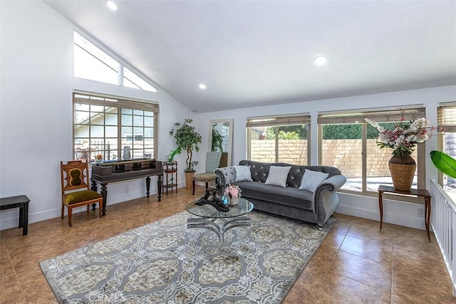 1250 Kinglake Dr, Diamond Bar, CA 91789 - tiled living room with recessed lighting and high vaulted ceiling