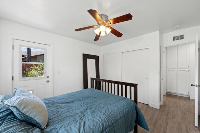 2548 Katherine Ct, El Cajon, CA 92020 - bedroom featuring a closet, wood finished floors, and a ceiling fan