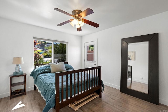 2548 Katherine Ct, El Cajon, CA 92020 - bedroom featuring baseboards, wood finished floors, and a ceiling fan