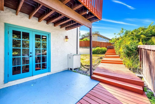 2548 Katherine Ct, El Cajon, CA 92020 - wooden terrace featuring french doors and a patio area
