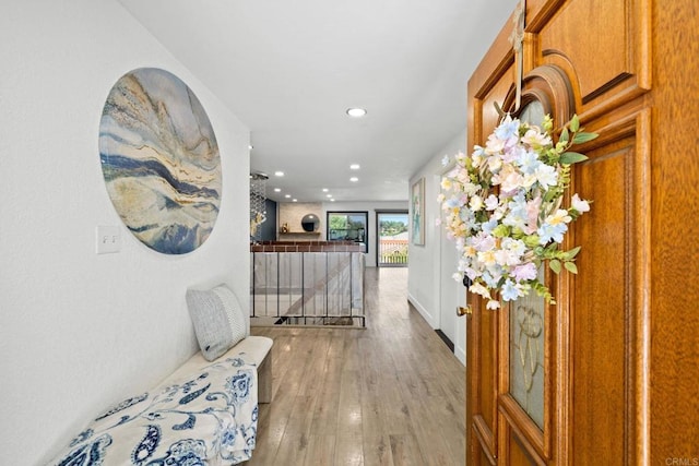 2548 Katherine Ct, El Cajon, CA 92020 - corridor with an upstairs landing, hardwood / wood-style floors, and recessed lighting
