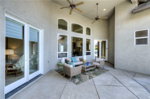 2096 E Olympic Ave, Fresno, CA 93730 - view of patio with a ceiling fan and outdoor lounge area