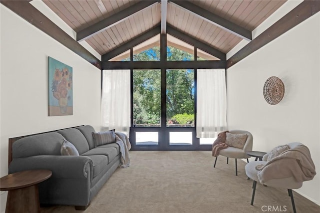 8402 Mcgroarty St, Sunland, CA 91040 - carpeted living room featuring healthy amount of natural light and wooden ceiling