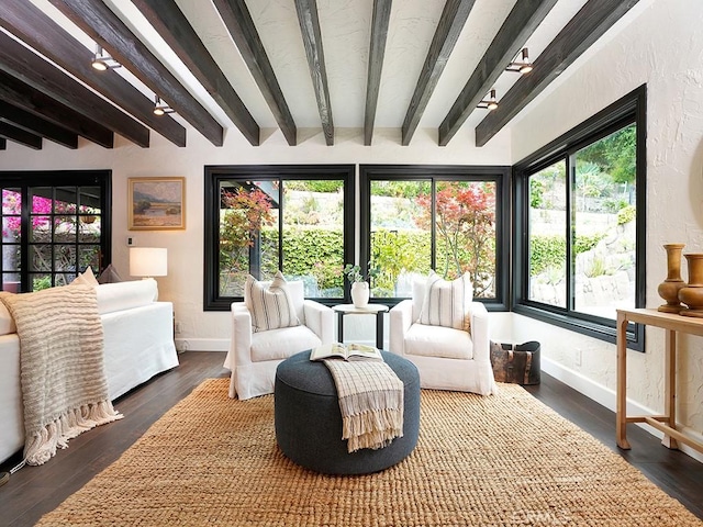 28021 Camino Santo Domingo, San Juan Capistrano, CA 92675 - sunroom / solarium with beam ceiling, plenty of natural light, baseboards, and wood finished floors