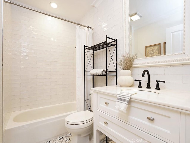 28021 Camino Santo Domingo, San Juan Capistrano, CA 92675 - full bathroom featuring vanity, shower / tub combo, toilet, and recessed lighting