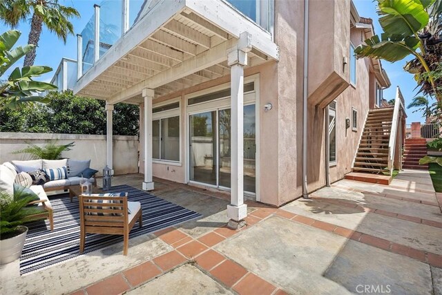 24851 Seagate Dr, Dana Point, CA 92629 - view of patio / terrace featuring stairs and outdoor lounge area