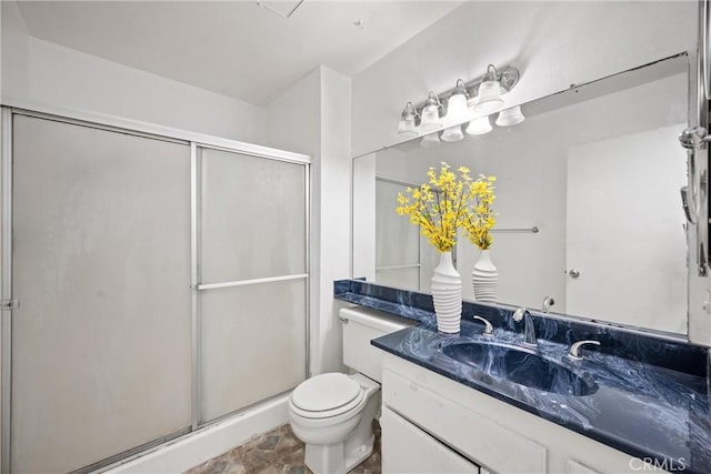 6145 Jasper St, Rancho Cucamonga, CA 91701 - bathroom with vanity, a stall shower, and toilet