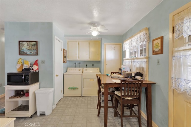 5635 Honeyhill Rd Unit A & B, Oak Hills, CA 92344 - dining area with independent washer and dryer, ceiling fan, and light floors