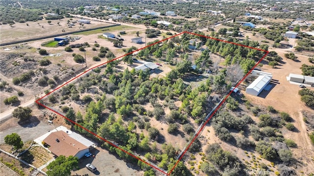 5635 Honeyhill Rd Unit A & B, Oak Hills, CA 92344 - aerial view of sparsely populated area with property parcel outlined