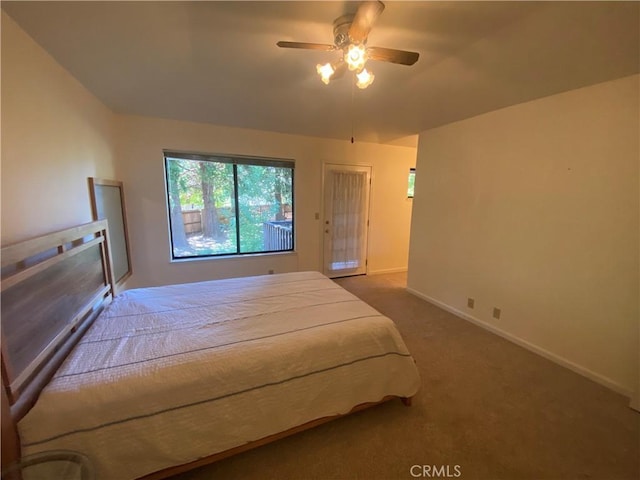 1585 Gate Ln, Paradise, CA 95969 - bedroom featuring baseboards, carpet flooring, and a ceiling fan
