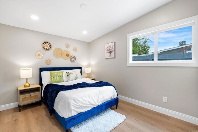 13824 Powers Rd, Poway, CA 92064 - bedroom featuring baseboards, light wood-type flooring, and recessed lighting