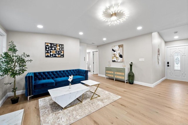 13824 Powers Rd, Poway, CA 92064 - living area with baseboards, light wood-type flooring, and recessed lighting