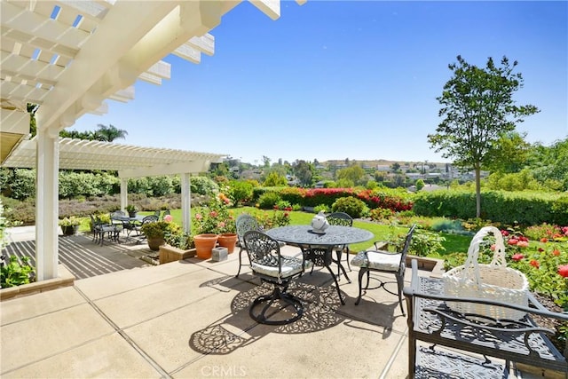 8640 Lindante Dr, Whittier, CA 90603 - view of patio / terrace featuring a pergola and outdoor dining area