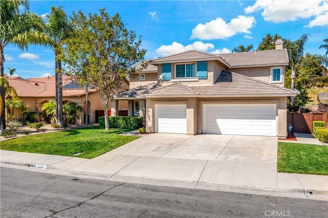 31484 Britton Cir, Temecula, CA 92591 - traditional-style house with a chimney, stucco siding, driveway, and a tile roof