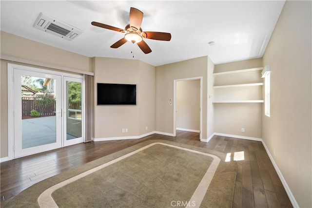 31484 Britton Cir, Temecula, CA 92591 - unfurnished living room featuring wood-type flooring, a ceiling fan, baseboards, and french doors