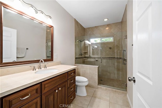 31484 Britton Cir, Temecula, CA 92591 - full bath with vanity, tile patterned flooring, toilet, and a shower stall