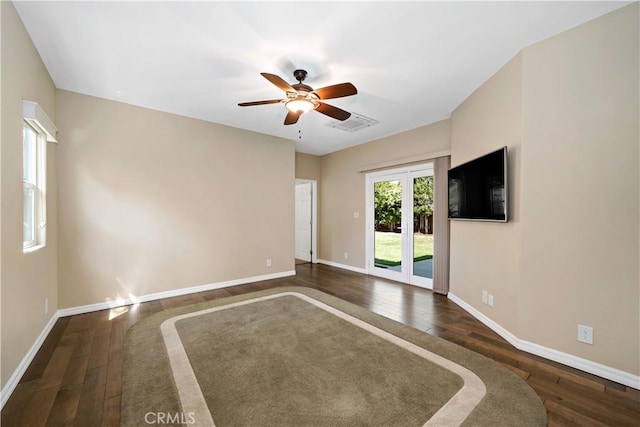 31484 Britton Cir, Temecula, CA 92591 - spare room with hardwood / wood-style floors, ceiling fan, and baseboards