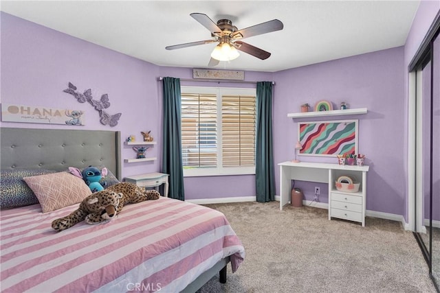 13950 High Falls Trl, Apple Valley, CA 92307 - bedroom featuring carpet flooring, baseboards, and ceiling fan
