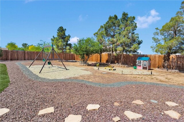 13950 High Falls Trl, Apple Valley, CA 92307 - view of jungle gym featuring a fenced backyard