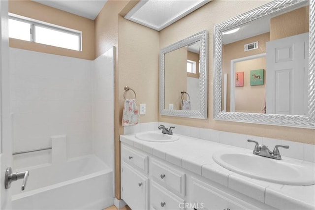 13950 High Falls Trl, Apple Valley, CA 92307 - full bath with double vanity and washtub / shower combination
