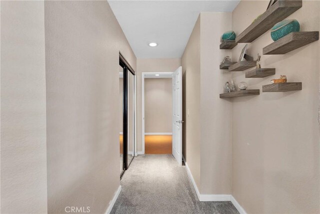13950 High Falls Trl, Apple Valley, CA 92307 - hall with carpet, baseboards, and recessed lighting