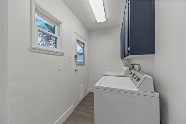 2125 256th St, Lomita, CA 90717 - washroom with washing machine and dryer, cabinet space, and dark wood finished floors