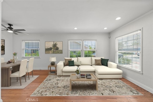 2125 256th St, Lomita, CA 90717 - living room featuring recessed lighting, light wood finished floors, and ceiling fan