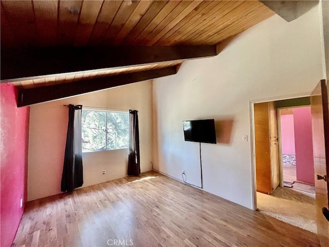 2521 Cedarwood Dr, Pine Mountain Club, CA 93222 - unfurnished living room featuring light wood finished floors and wood ceiling