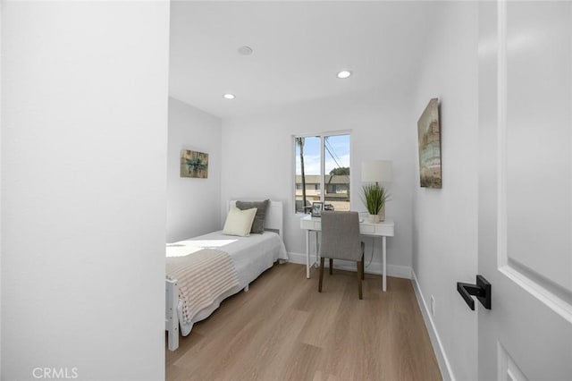 201 S Melrose St, Placentia, CA 92870 - bedroom featuring wood finished floors, recessed lighting, baseboards, and an office area