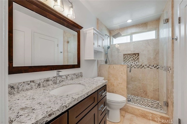 8072 Sundance Ln, La Palma, CA 90623 - full bathroom with vanity, a shower stall, and toilet