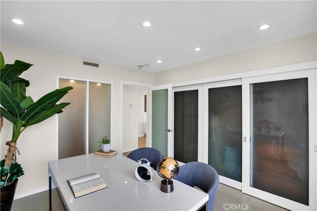 2160 Century Park E Unit 1512, Los Angeles, CA 90067 - dining space featuring recessed lighting, an office area, and french doors