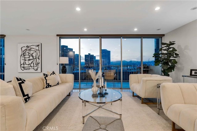 2160 Century Park E Unit 1512, Los Angeles, CA 90067 - living area featuring floor to ceiling windows and recessed lighting