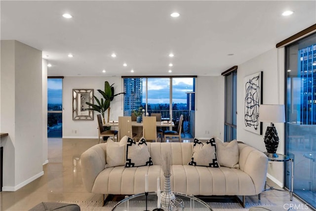 2160 Century Park E Unit 1512, Los Angeles, CA 90067 - living area featuring baseboards and recessed lighting