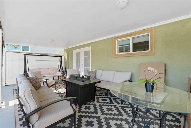 23920 Vanowen St, West Hills, CA 91307 - view of patio featuring french doors and an outdoor hangout area