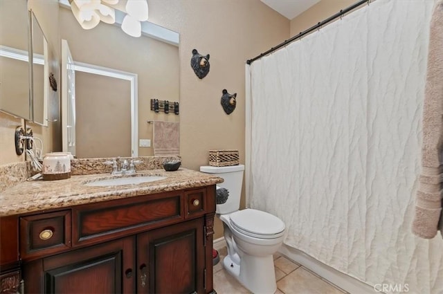 23328 Stone Rdg, Murrieta, CA 92562 - full bath with tile patterned floors, toilet, vanity, and a shower with curtain