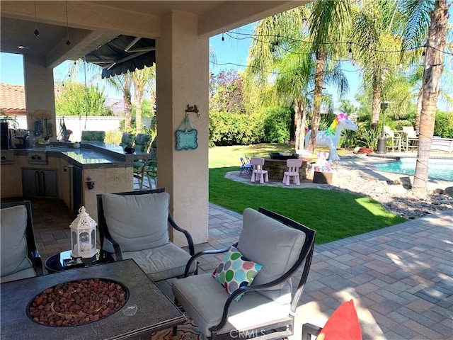 23328 Stone Rdg, Murrieta, CA 92562 - view of patio featuring exterior kitchen, an outdoor pool, and exterior bar