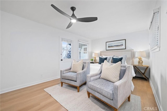 502 36th St, Newport Beach, CA 92663 - bedroom with light wood finished floors, baseboards, and ceiling fan