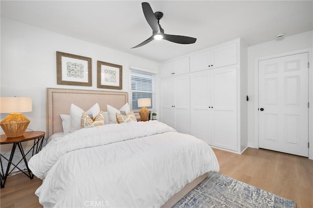 502 36th St, Newport Beach, CA 92663 - bedroom with light wood-style flooring, a closet, and ceiling fan
