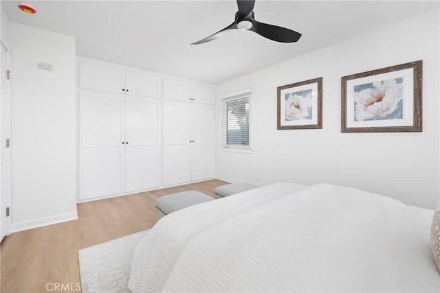 502 36th St, Newport Beach, CA 92663 - bedroom featuring light wood finished floors, baseboards, a ceiling fan, and a closet
