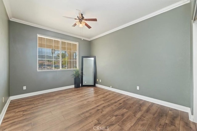 24320 Calle Estancia, Murrieta, CA 92562 - unfurnished room with ceiling fan, wood finished floors, and crown molding